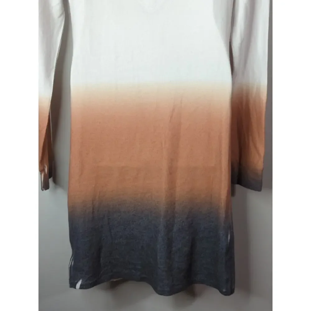 Go‎ Couture White Rust & Gray Dip Dye Ombre V-Back Mini Shift Dress Size M